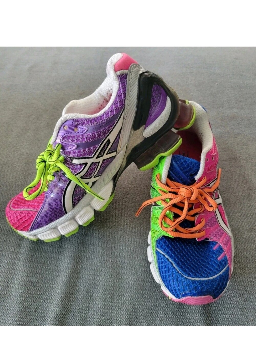 Asics Women's Gel Kinsei 4 5.5 Mosaic Neon Multicolor Sneakers Shoes T189N